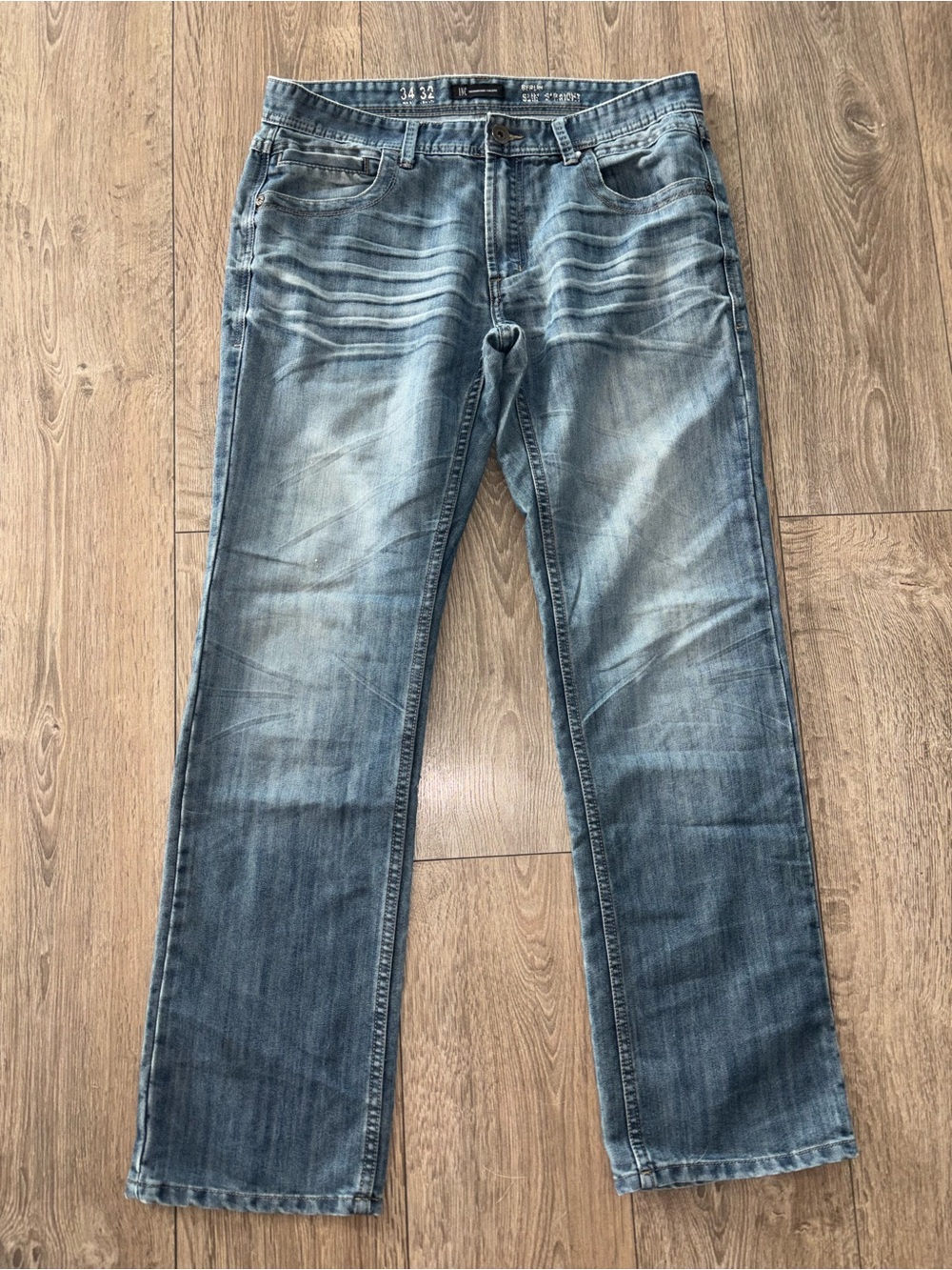 INC International Concepts Y2K Distressed Wash Bootcut Jeans Mens 34x32